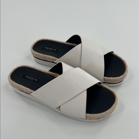 NEW Lafayette 148 New York espadrille slide sandals clean girl old money neutral